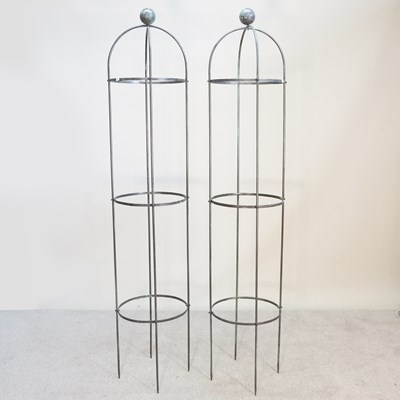 Lot 181 - A pair of metal obelisk plant supports, 190cm...