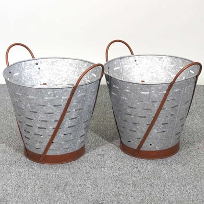 Lot 127 - A pair of galvanised slatted oyster or olive...