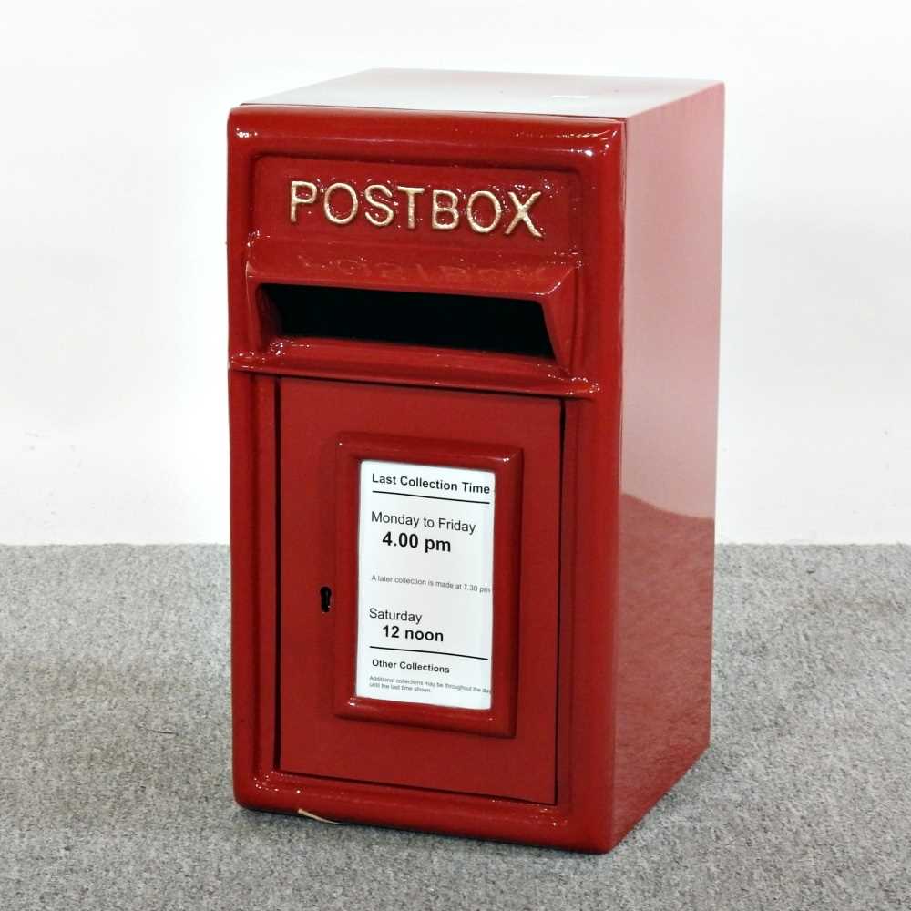 Postbox Red Ral Lot 233 - A red painted metal post box, 44cm high