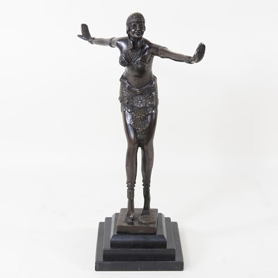 Lot 112 - An Art Deco style bronzed figure of a dancer,...