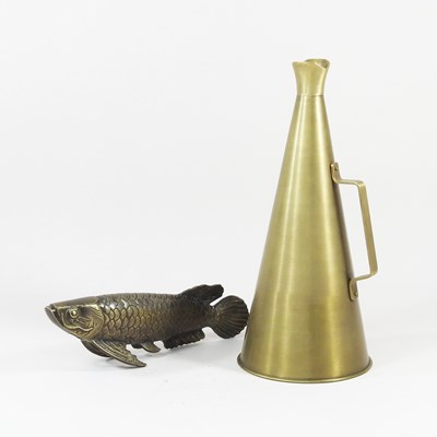 Lot 303 - A modern bronze model of a carp, together with...