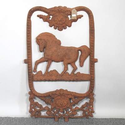Lot 421 - A Victorian style rusted metal horse window,...