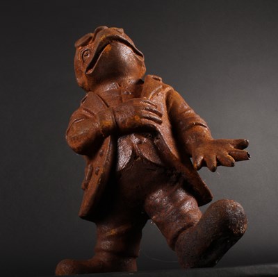 Lot 416 - A rusted metal garden model of Mr Frog, h.43cm