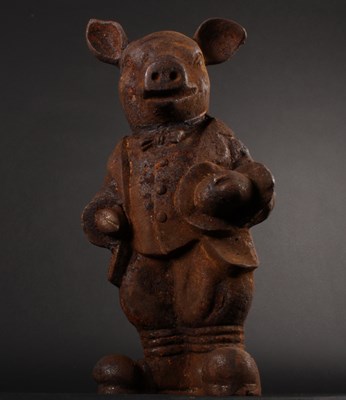 Lot 327 - A rusted metal garden model of Mr Pig, h.43cm