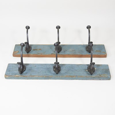 Lot 664 - A rustic wooden coat hook, 46cm wide, together...
