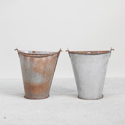 Lot 581 - A pair of metal wall hanging garden planters,...