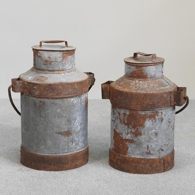 Lot 348 - A metal milk churn, 58cm high, together with...