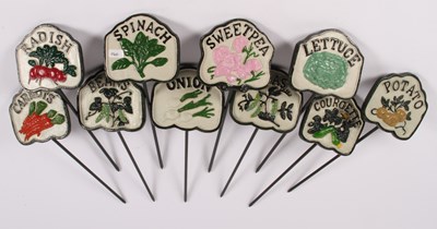 Lot 540 - A set of twelve painted metal garden salad and...