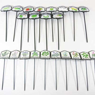 Lot 147 - A collection of painted metal garden herb...
