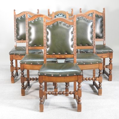 Lot 362 - A set of six oak high back dining chairs, with...