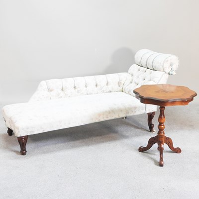 Lot 343 - A 19th century cream upholstered chaise longue,...