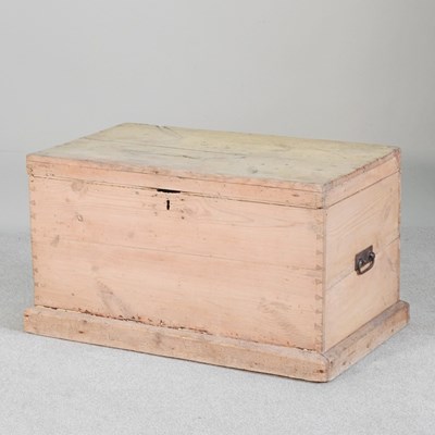 Lot 57 - A 19th century stripped pine chest, with a...