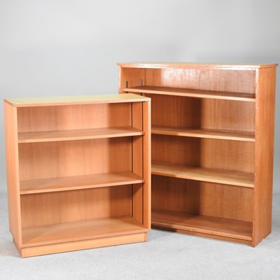 Lot 475 - A mid 20th century oak open bookcase, together...