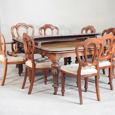 Lot 548 - A Victorian and later mahogany dining table,...