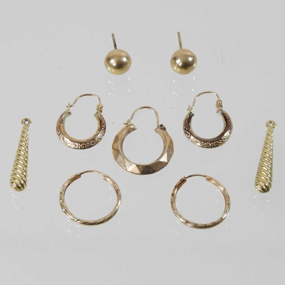 Lot 50 - A pair of unmarked ladies hoop earrings