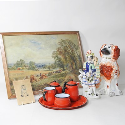 Lot 488 - A Staffordshire figure of a spaniel, 32cm high,...