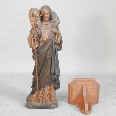 Lot 223 - A large 19th century painted plaster figure,...