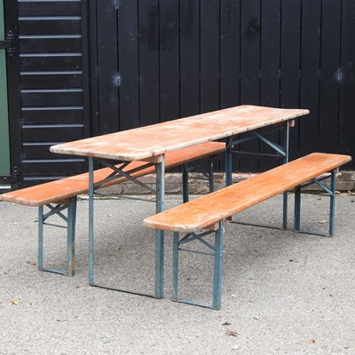 Lot 97 - A Bierkeller folding trestle table, stamped...