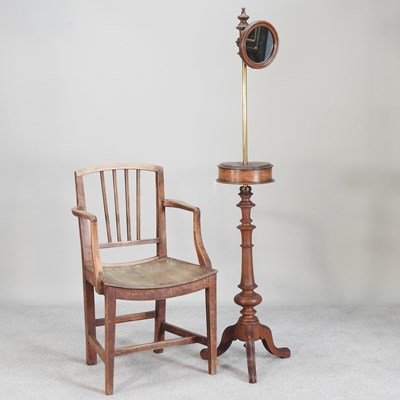 Lot 636 - A 19th century shaving stand, on a tripod base,...