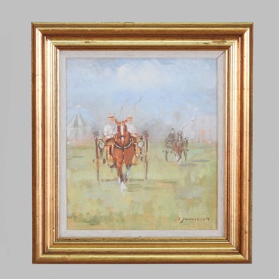 Lot 379 - Peter Jamieson, b1945, Carriage riding, signed...