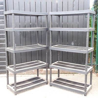 Lot 540 - A pair of plastic five tier workshop shelves (2)