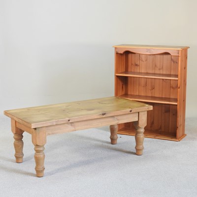 Lot 511 - A pine dwarf open bookcase, together with a...