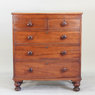 Lot 352 - A Victorian mahogany bow front chest, on...