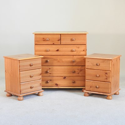 Lot 371 - A pair of modern pine bedside chests, together...