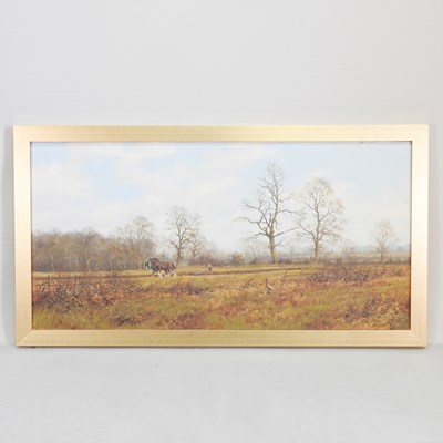 Lot 25 - James Wright, b1935, Horses Working in a Field,...