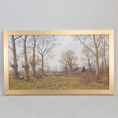 Lot 91 - James Wright, b1935, winter landscape with...