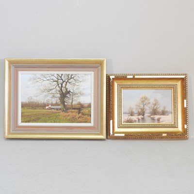 Lot 186 - James Wright, b1935, landscape with cottage,...