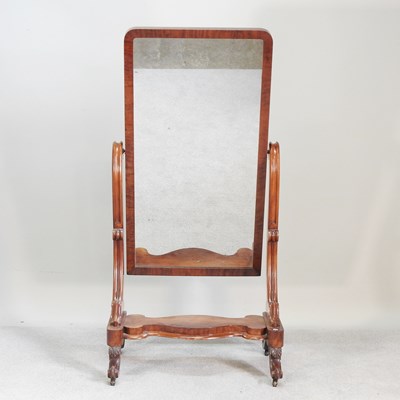 Lot 298 - A Victorian carved mahogany cheval mirror,...