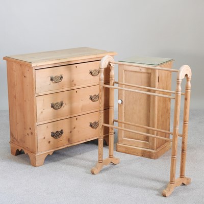 Lot 516 - An antique pine chest of drawers, together...