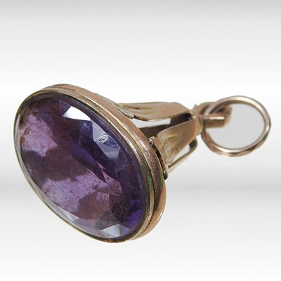 Lot 83 - A large gilt mounted tanzanite fob seal, 22g...