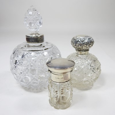 Lot 33 - A Victorian silver mounted cut glass perfume...