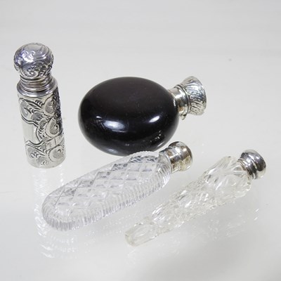 Lot 46 - A Victorian silver mounted glass scent bottle,...