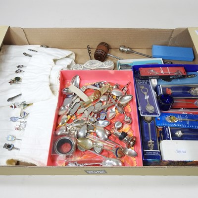 Lot 412 - A collection of souvenir spoons, other cutlery...