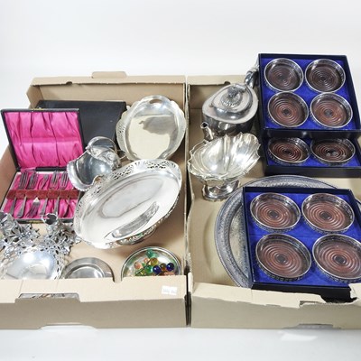 Lot 335 - A collection of silver plate and metalwares,...