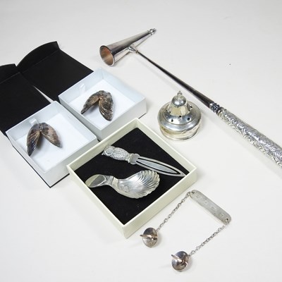 Lot 215 - A large Victorian silver handled candle...