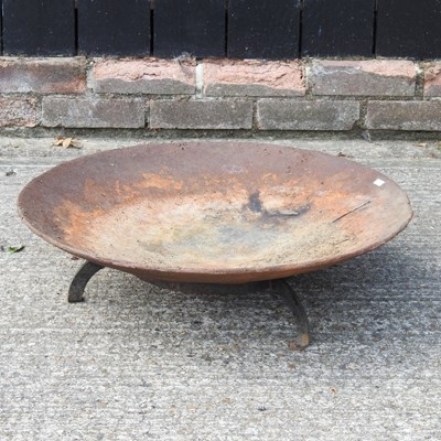 Lot 126 - A metal garden firepit, on stand, 65cm diameter