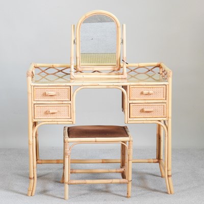 Lot 607 - A modern bamboo and wicker dressing table,...