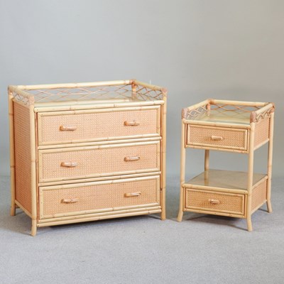 Lot 520 - A modern bamboo and wicker chest, together...
