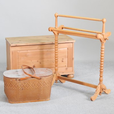 Lot 416 - A modern pine blanket box, together with a...