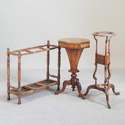 Lot 501 - A Victorian walnut and inlaid trumpet shaped...