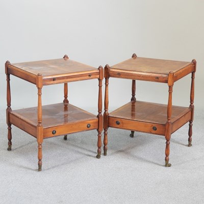 Lot 456 - A pair of yew wood two tier occasional tables (2)