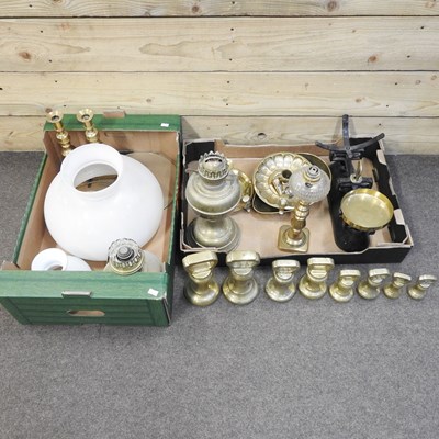 Lot 606 - A set of cast iron kitchen scales, together...