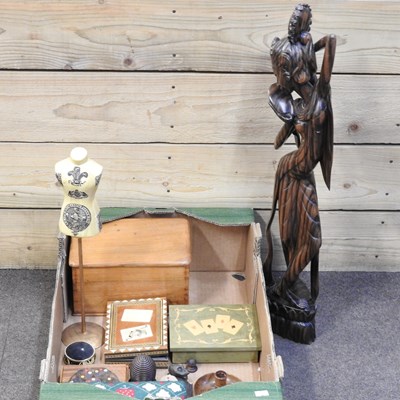 Lot 662 - An ethnic figural carving, 68cm high, together...