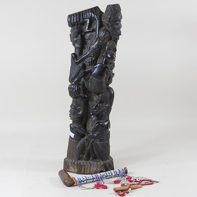 Lot 492 - A hardwood ethnic fertility carving, 47cm high,...