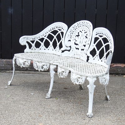 Lot 227 - A white painted metal garden seat