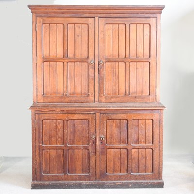 Lot 317 - A late 19th century pitch pine housekeeper's...
